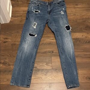 Men's Distressed Blue Jeans